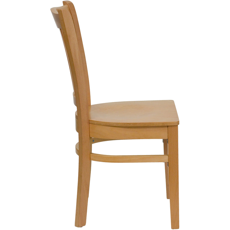 SINGLEWAVE Series Vertical Slat Back Natural Wood Restaurant Chair