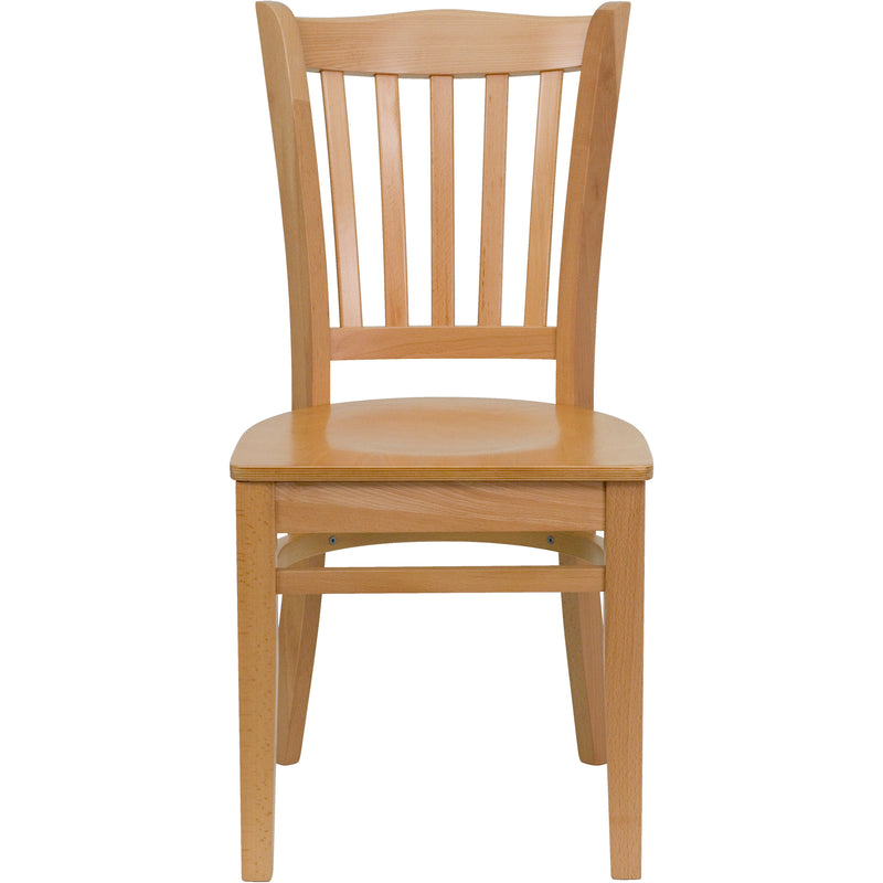 SINGLEWAVE Series Vertical Slat Back Natural Wood Restaurant Chair