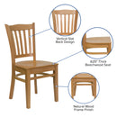 SINGLEWAVE Series Vertical Slat Back Natural Wood Restaurant Chair