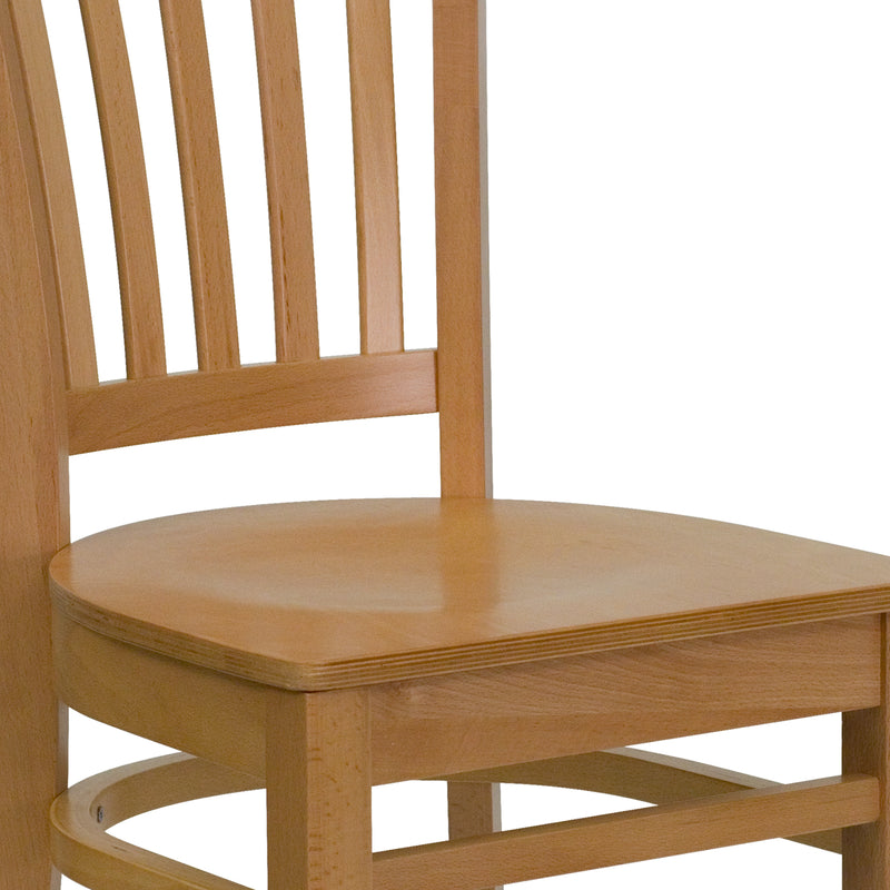 SINGLEWAVE Series Vertical Slat Back Natural Wood Restaurant Chair