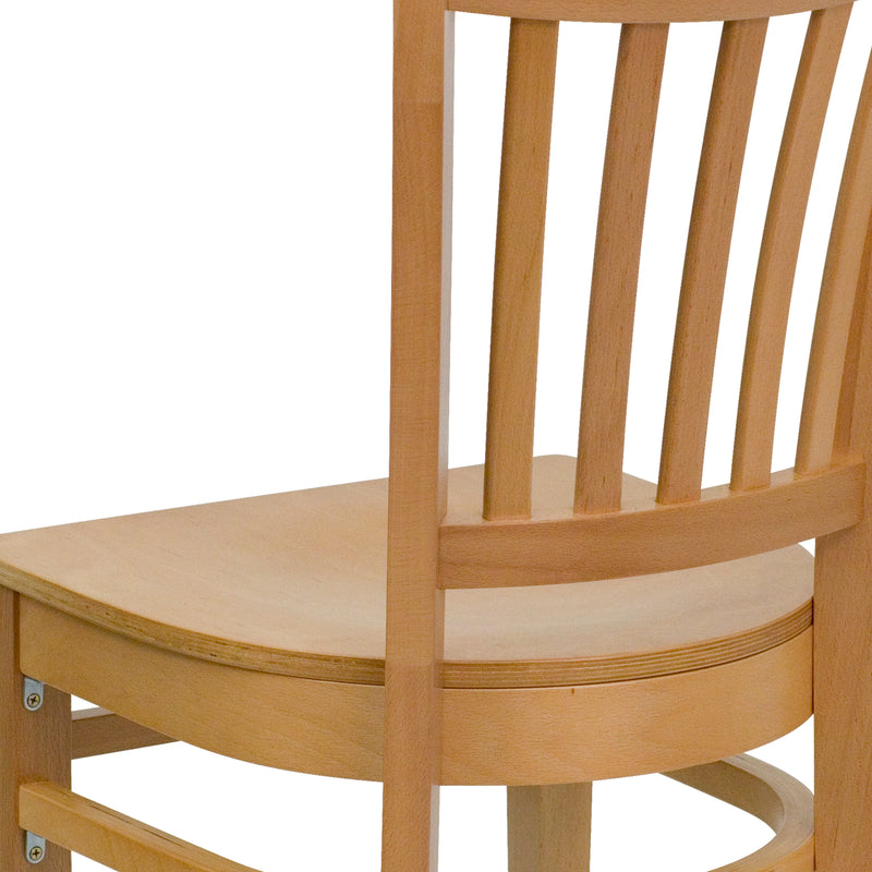 SINGLEWAVE Series Vertical Slat Back Natural Wood Restaurant Chair