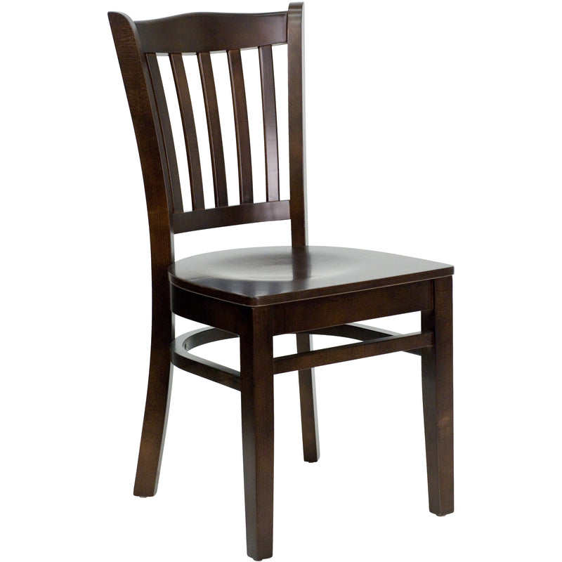 SINGLEWAVE Series Vertical Slat Back Walnut Wood Restaurant Chair