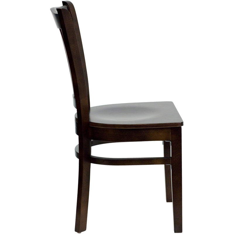 SINGLEWAVE Series Vertical Slat Back Walnut Wood Restaurant Chair