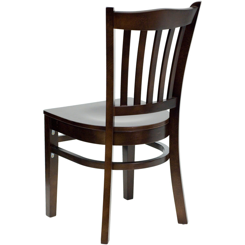 SINGLEWAVE Series Vertical Slat Back Walnut Wood Restaurant Chair