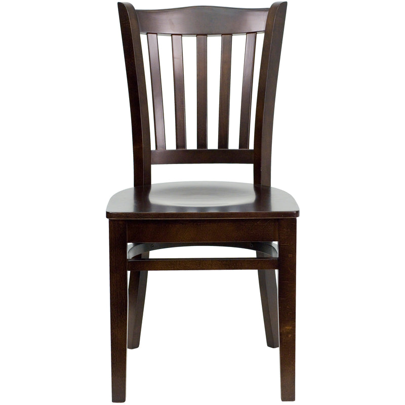 SINGLEWAVE Series Vertical Slat Back Walnut Wood Restaurant Chair