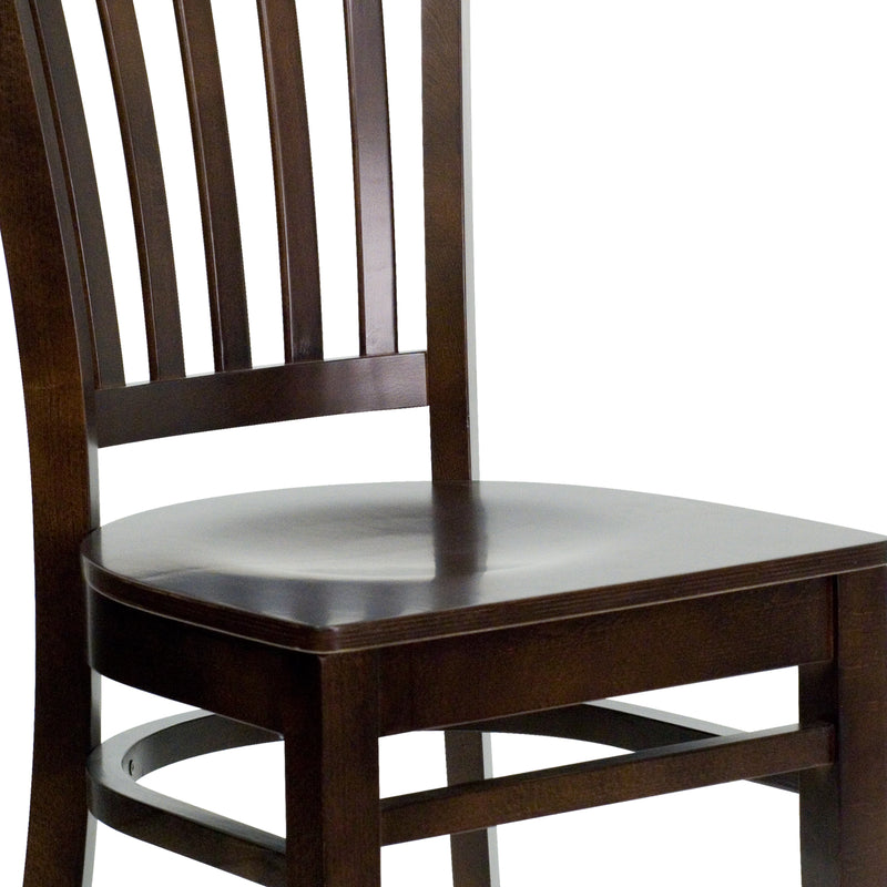 SINGLEWAVE Series Vertical Slat Back Walnut Wood Restaurant Chair