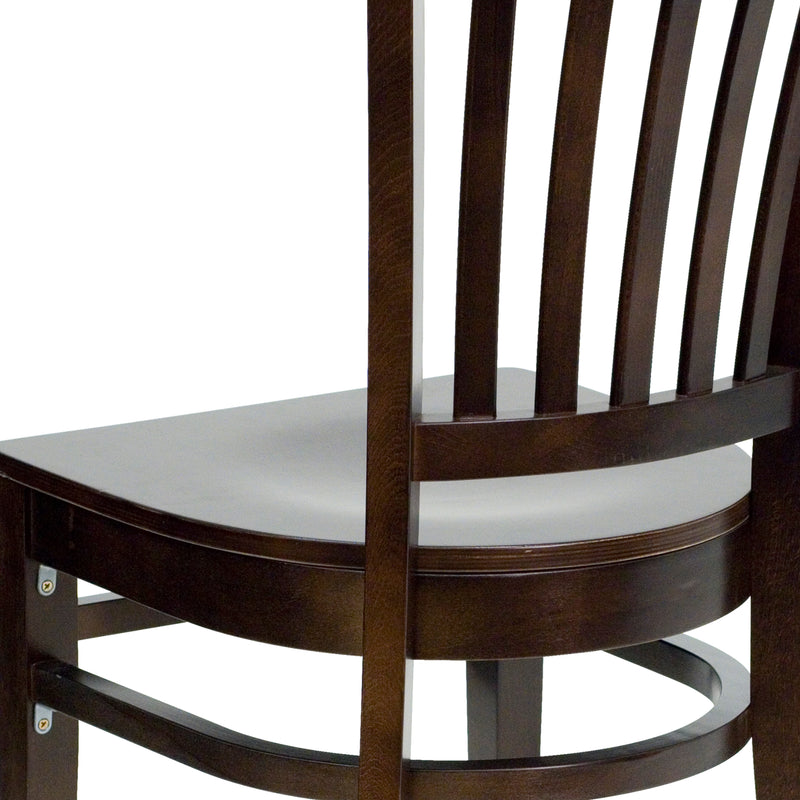 SINGLEWAVE Series Vertical Slat Back Walnut Wood Restaurant Chair