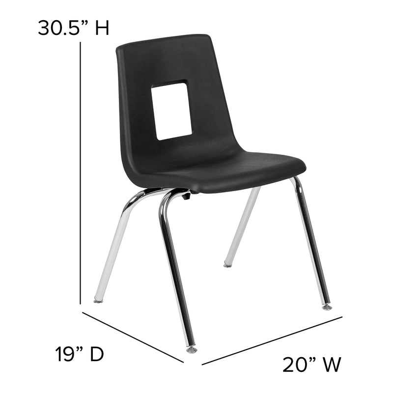 47.5" Circle Wave Flexible Laminate Activity Table Set with 18" Student Stack Chairs, Grey/Black