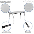 3 Piece 76" Oval Wave Flexible Grey Thermal Laminate Activity Table Set - Standard Height Adjustable Legs