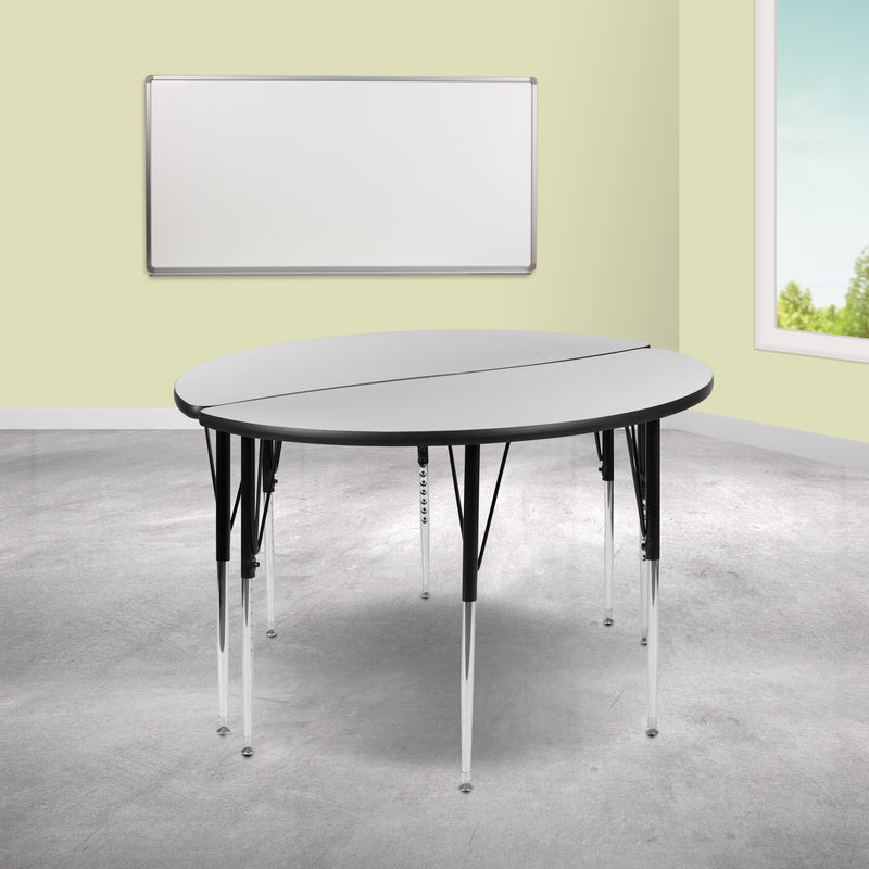 2 Piece 47.5" Circle Wave Flexible Grey Thermal Laminate Activity Table Set - Standard Height Adjustable Legs