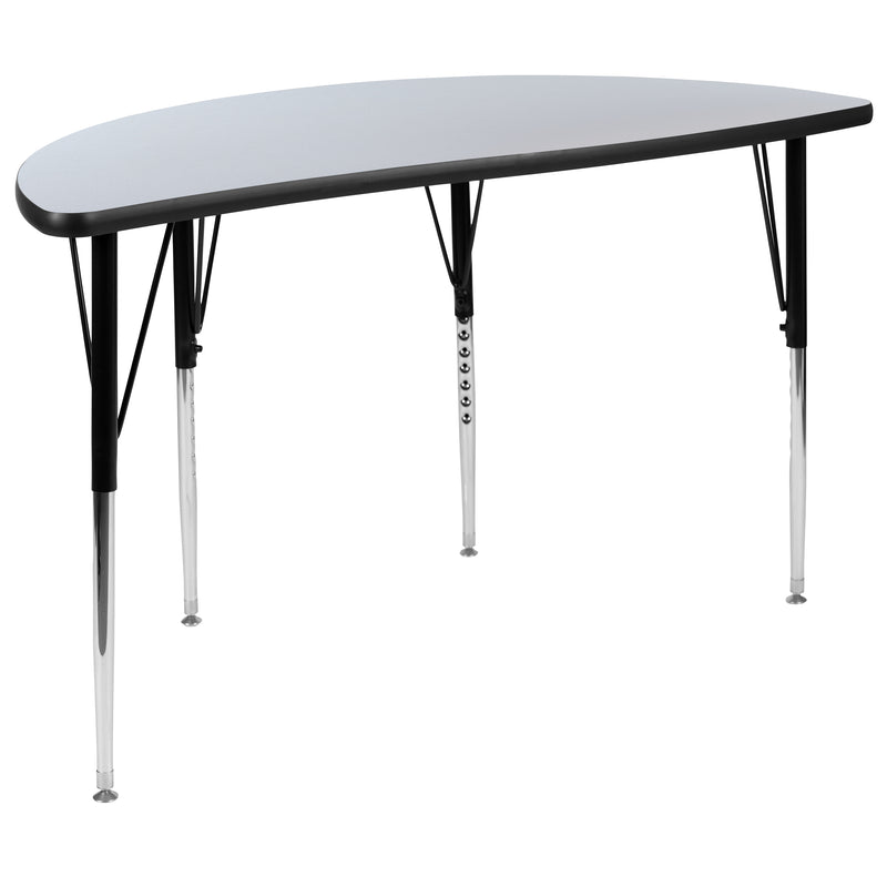 2 Piece 47.5" Circle Wave Flexible Grey Thermal Laminate Activity Table Set - Standard Height Adjustable Legs