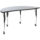 2 Piece Mobile 60" Circle Wave Flexible Grey Thermal Laminate Adjustable Activity Table Set