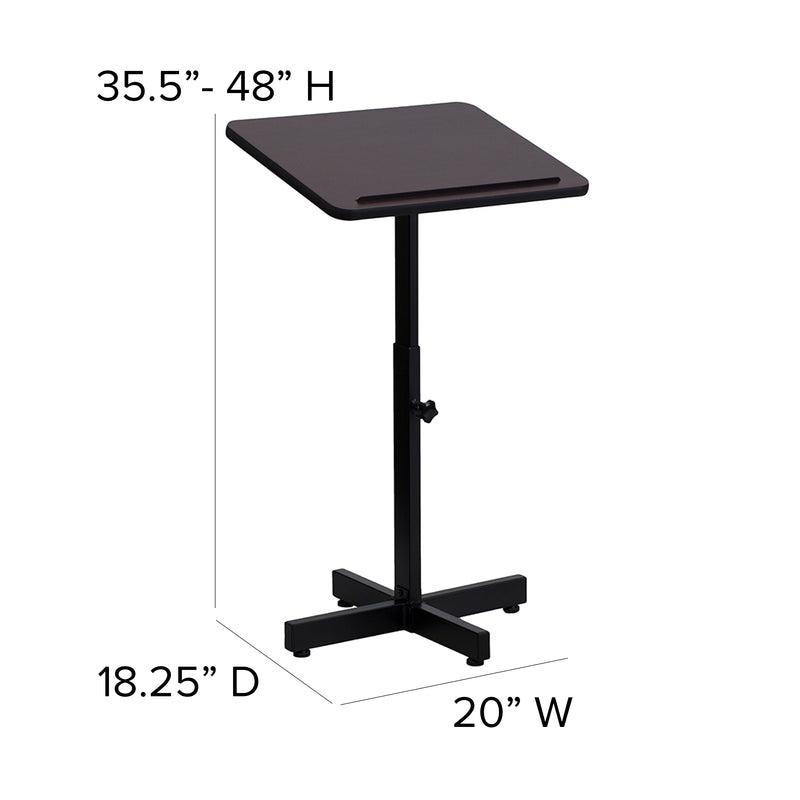 Adjustable Height Metal Lectern in Mahogany