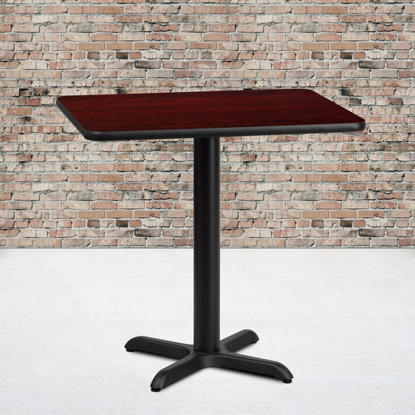 24'' x 30'' Rectangular Mahogany Laminate Table Top with 22'' x 22'' Table Height Base