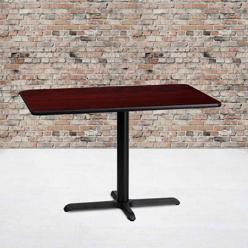 24'' x 42'' Rectangular Mahogany Laminate Table Top with 23.5'' x 29.5'' Table Height Base