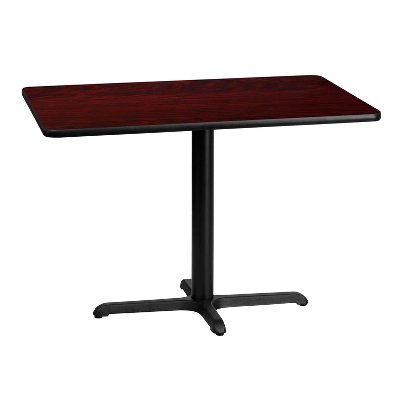 30'' x 42'' Rectangular Mahogany Laminate Table Top with 23.5'' x 29.5'' Table Height Base