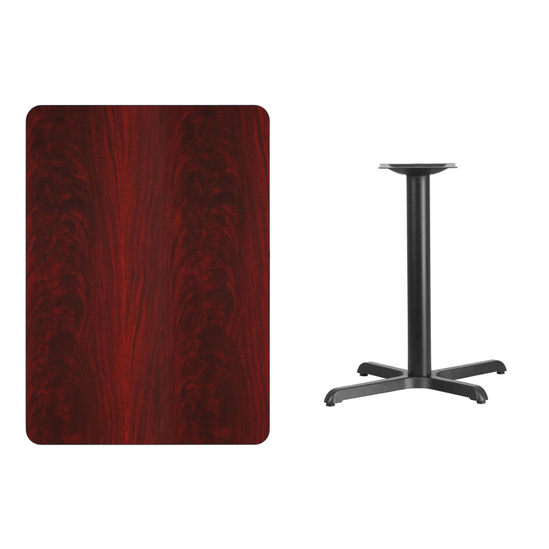 30'' x 42'' Rectangular Mahogany Laminate Table Top with 23.5'' x 29.5'' Table Height Base