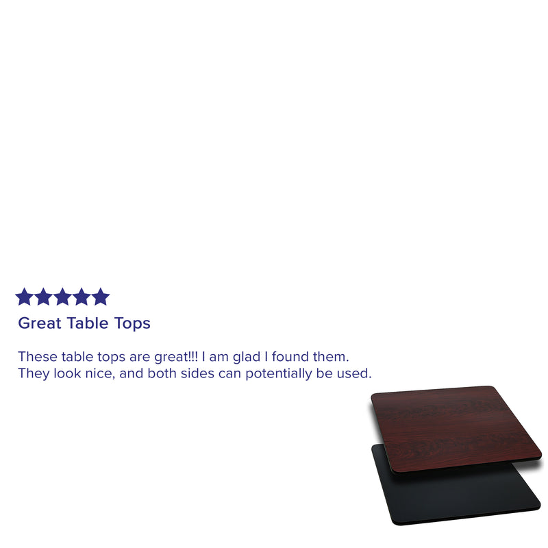 30'' Square Table Top with Black or Mahogany Reversible Laminate Top