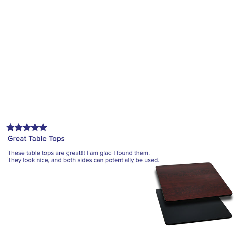 36'' Square Table Top with Black or Mahogany Reversible Laminate Top