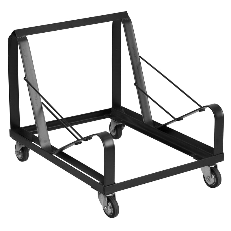 SINGLEWAVE Series Black Steel Sled Base Stack Chair Dolly