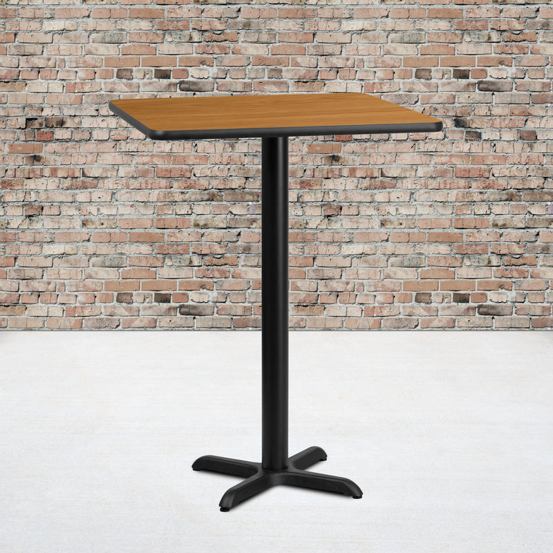 30'' Square Natural Laminate Table Top with 22'' x 22'' Bar Height Table Base