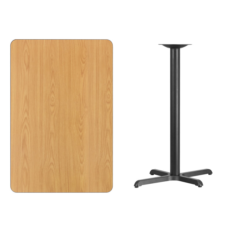 30'' x 45'' Rectangular Natural Laminate Table Top with 23.5'' x 29.5'' Bar Height Table Base