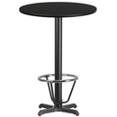 30'' Round Black Laminate Table Top with 22'' x 22'' Bar Height Table Base and Foot Ring