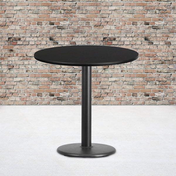 30'' Round Black Laminate Table Top with 18'' Round Table Height Base