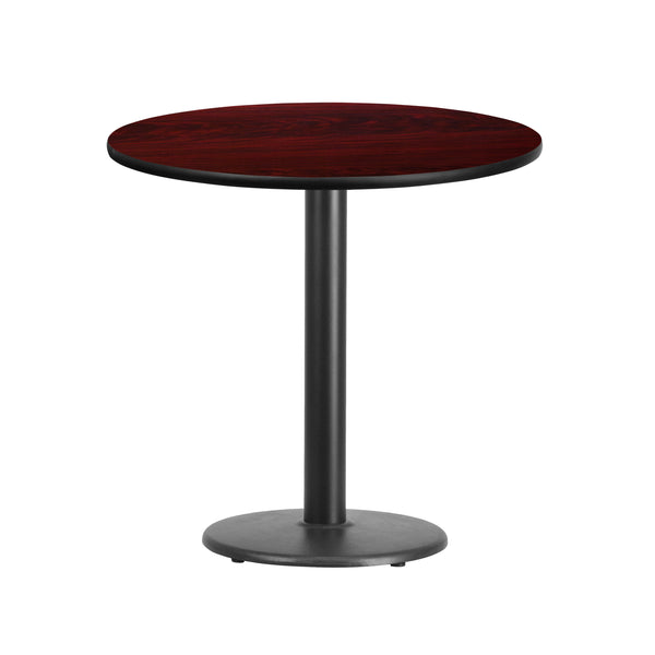 30'' Round Mahogany Laminate Table Top with 18'' Round Table Height Base