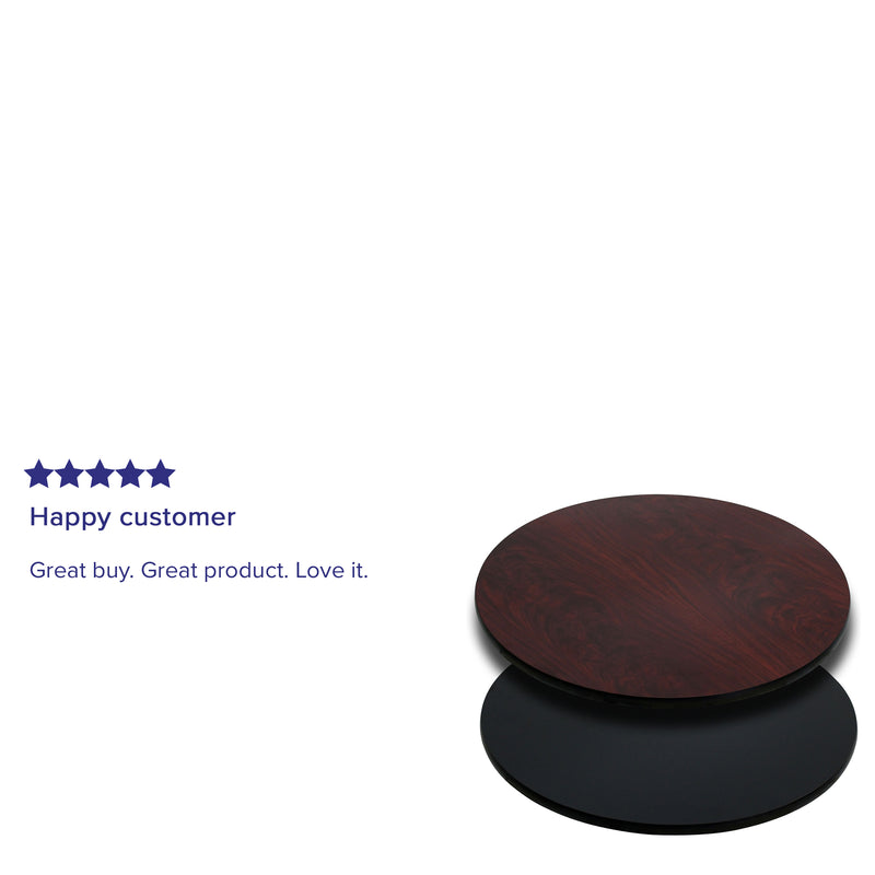 30'' Round Table Top with Black or Mahogany Reversible Laminate Top