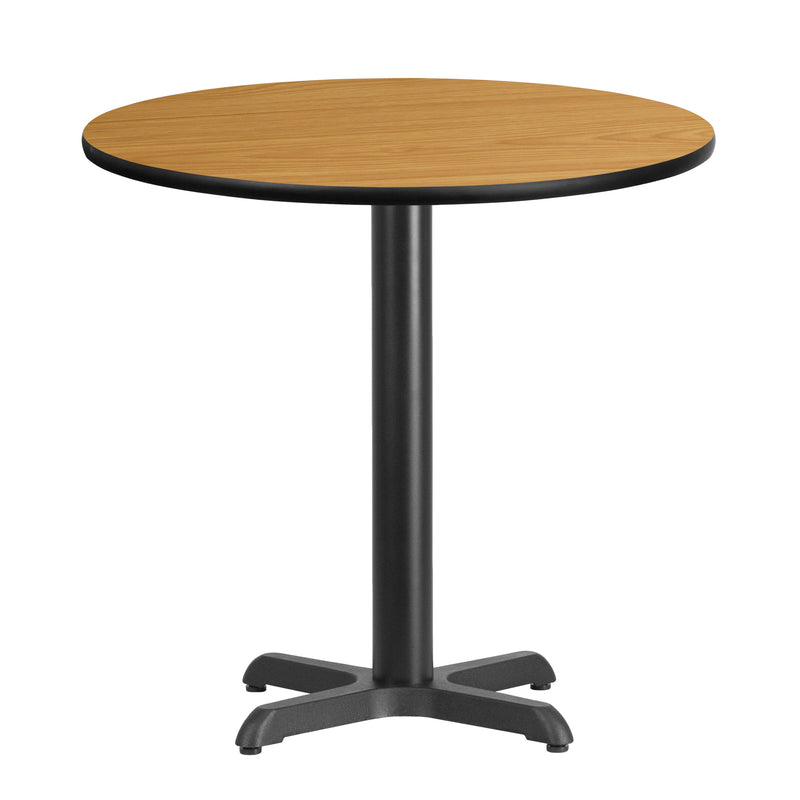 30'' Round Natural Laminate Table Top with 22'' x 22'' Table Height Base