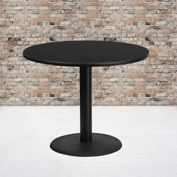 36'' Round Black Laminate Table Top with 24'' Round Table Height Base