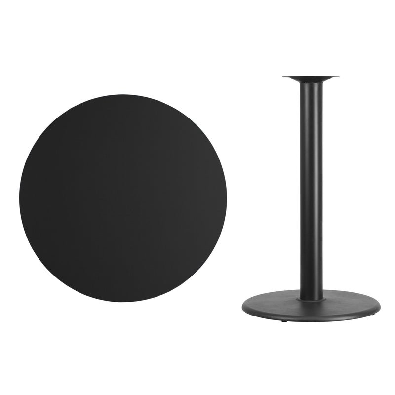 36'' Round Black Laminate Table Top with 24'' Round Bar Height Table Base