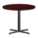 36'' Round Mahogany Laminate Table Top with 30'' x 30'' Table Height Base