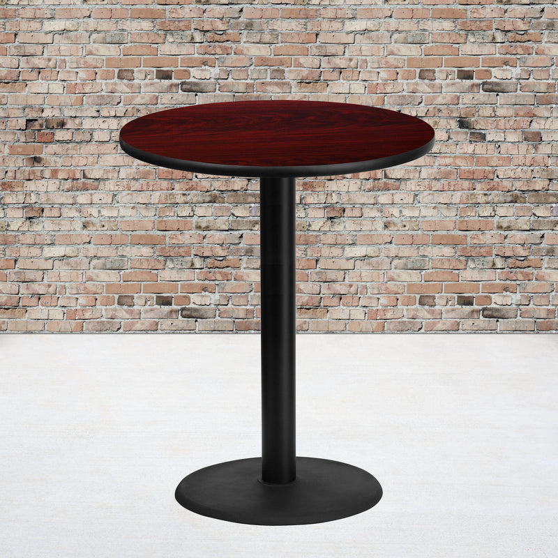 36'' Round Mahogany Laminate Table Top with 24'' Round Bar Height Table Base