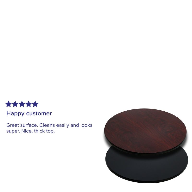 36'' Round Table Top with Black or Mahogany Reversible Laminate Top