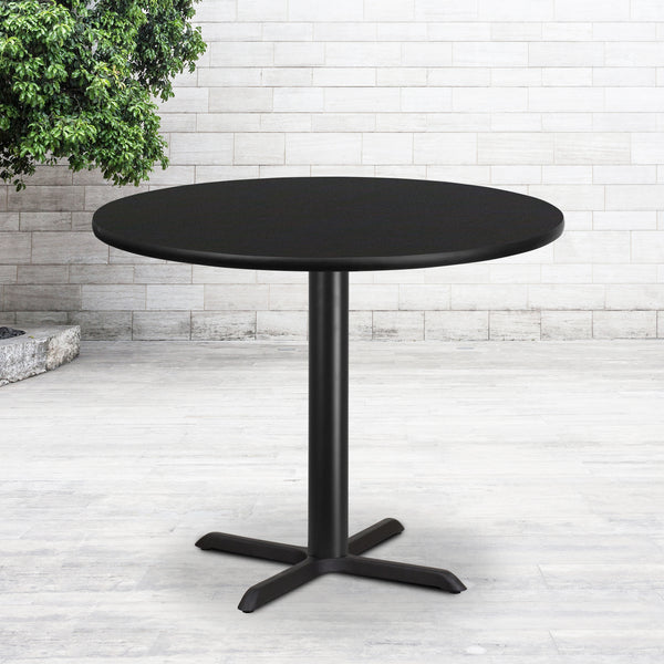 42'' Round Black Laminate Table Top with 33'' x 33'' Table Height Base