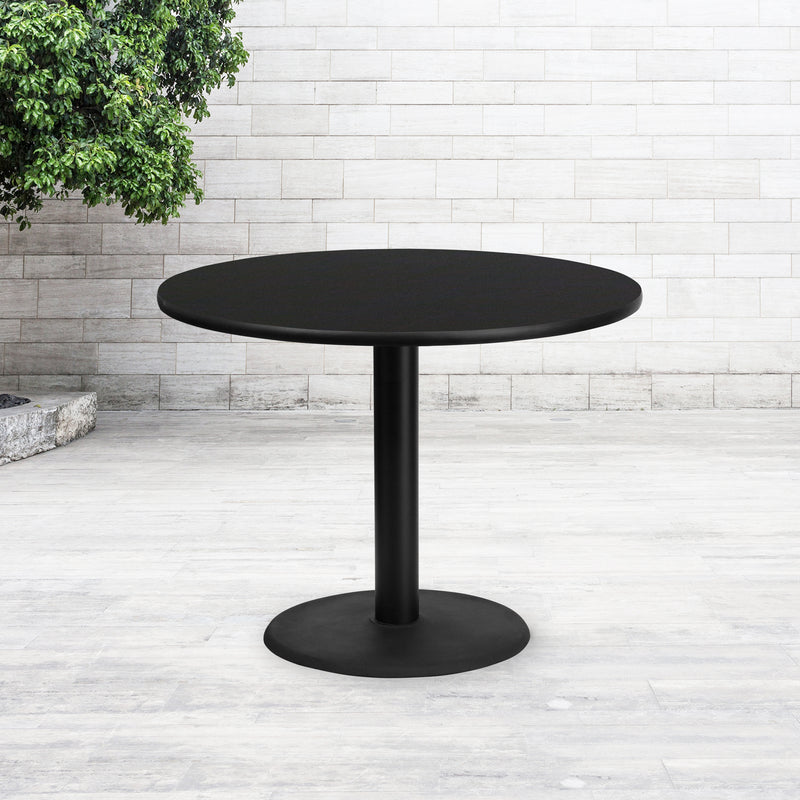 42'' Round Black Laminate Table Top with 24'' Round Table Height Base