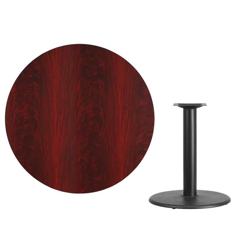 42'' Round Mahogany Laminate Table Top with 24'' Round Table Height Base