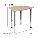 Hex Natural Collaborative Student Desk (Adjustable from 22.3" to 34") - Home and Classroom