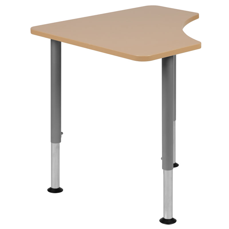 Triangular Natural Collaborative Student Desk (Adjustable from 22.3" to 34") - Home and Classroom