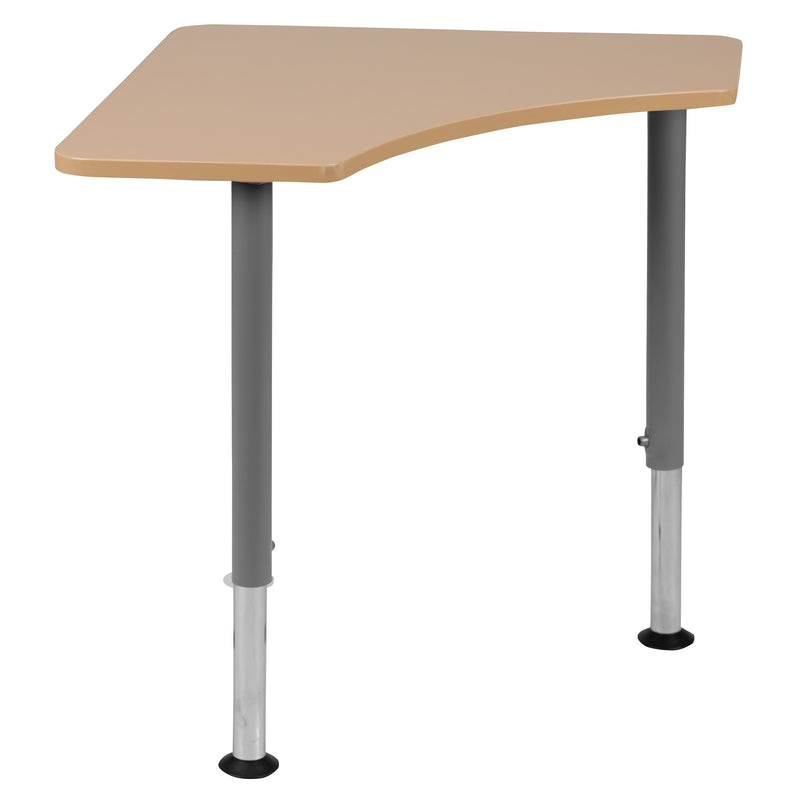 Triangular Natural Collaborative Student Desk (Adjustable from 22.3" to 34") - Home and Classroom