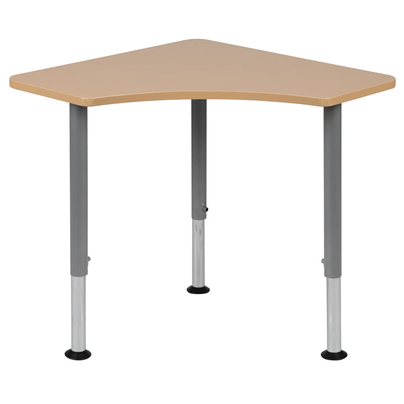 Triangular Natural Collaborative Student Desk (Adjustable from 22.3" to 34") - Home and Classroom