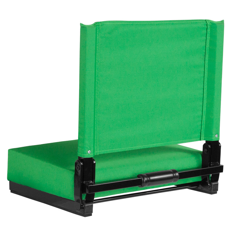 Grandstand Comfort Seats by Flash - 500 lb. Rated Lightweight Stadium Chair with Handle & Ultra-Padded Seat, Bright Green