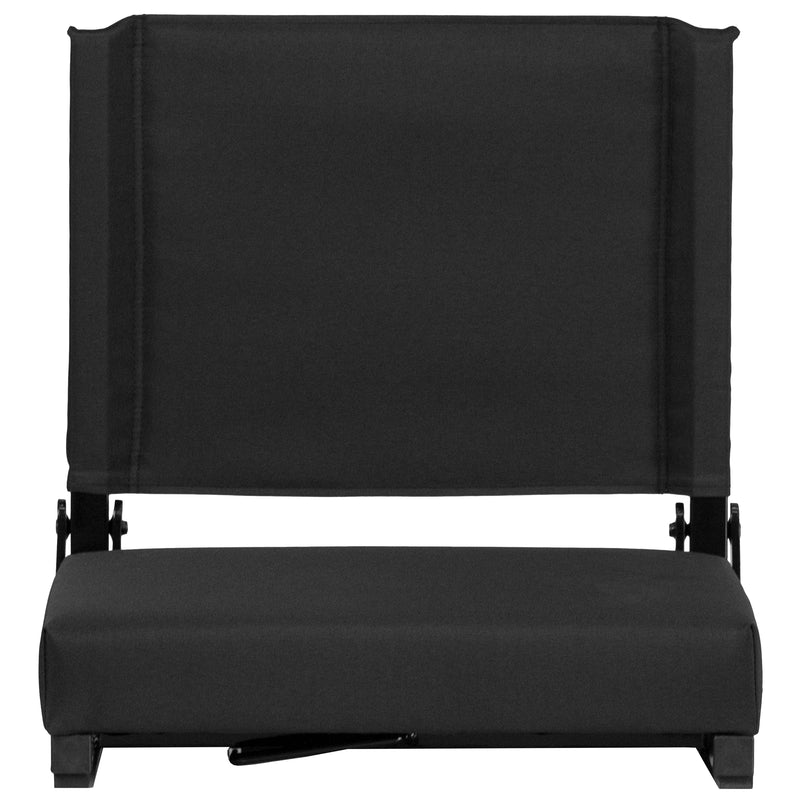 Grandstand Comfort Seats by Flash - 500 lb. Rated Lightweight Stadium Chair with Handle & Ultra-Padded Seat, Black