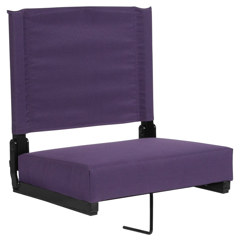 Grandstand Comfort Seats by Flash - 500 lb. Rated Lightweight Stadium Chair with Handle & Ultra-Padded Seat, Dark Purple