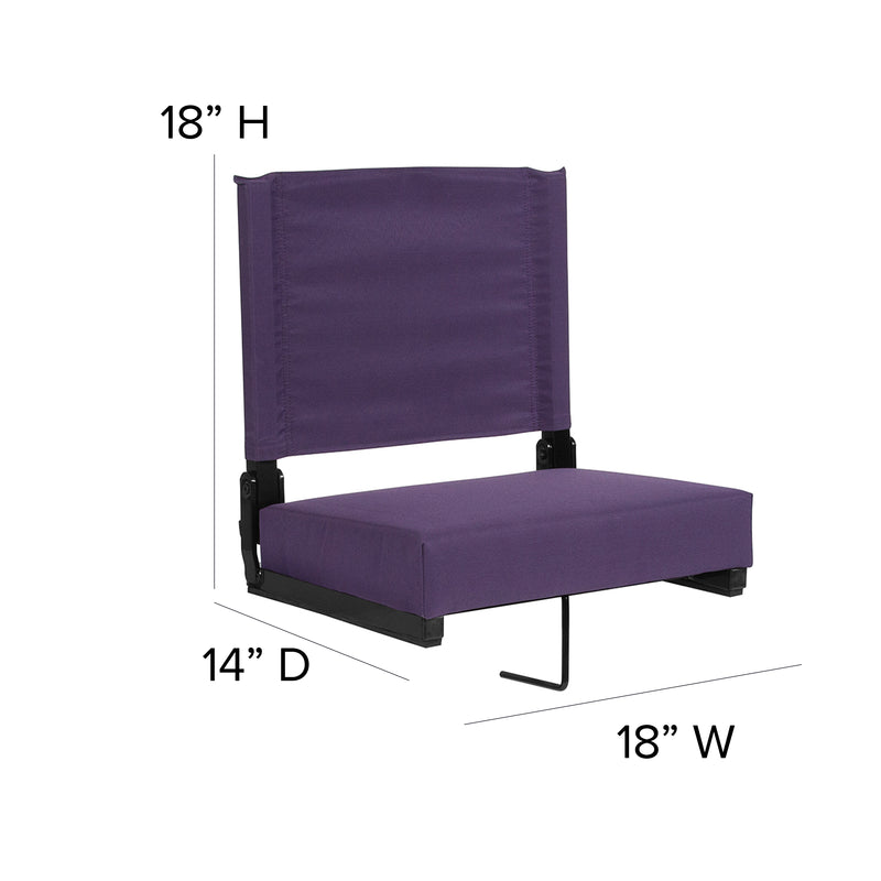 Grandstand Comfort Seats by Flash - 500 lb. Rated Lightweight Stadium Chair with Handle & Ultra-Padded Seat, Dark Purple