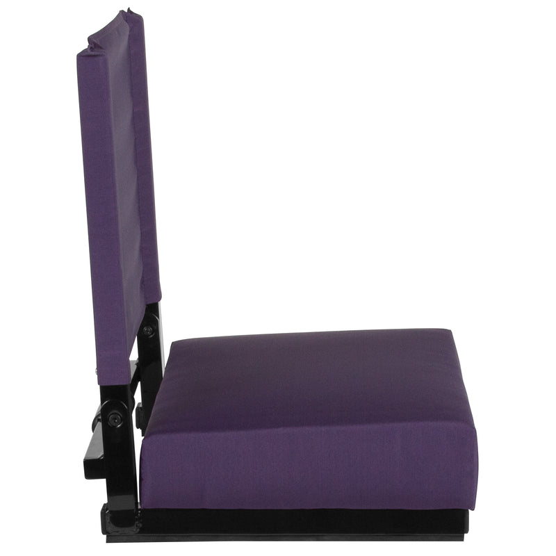 Grandstand Comfort Seats by Flash - 500 lb. Rated Lightweight Stadium Chair with Handle & Ultra-Padded Seat, Dark Purple