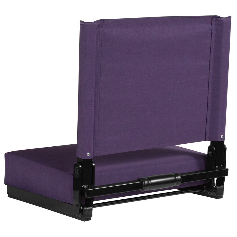 Grandstand Comfort Seats by Flash - 500 lb. Rated Lightweight Stadium Chair with Handle & Ultra-Padded Seat, Dark Purple