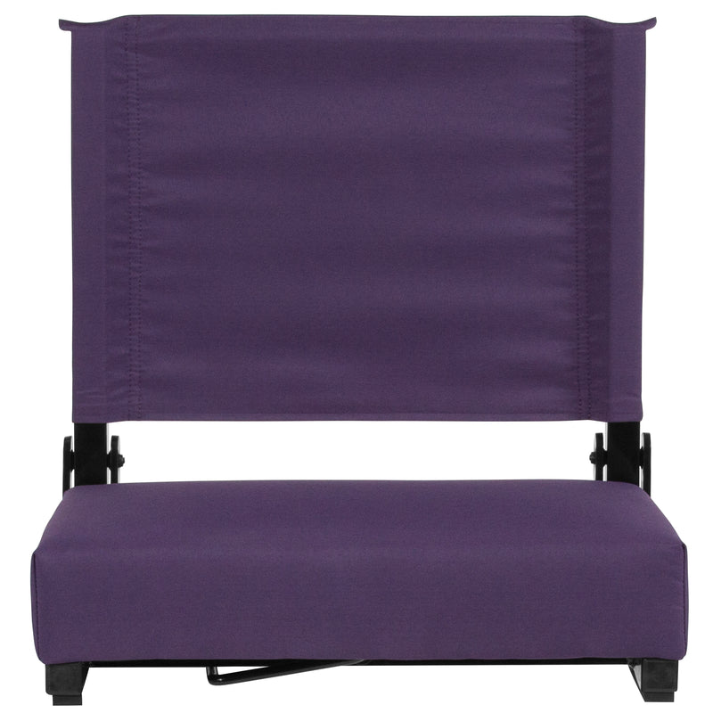 Grandstand Comfort Seats by Flash - 500 lb. Rated Lightweight Stadium Chair with Handle & Ultra-Padded Seat, Dark Purple